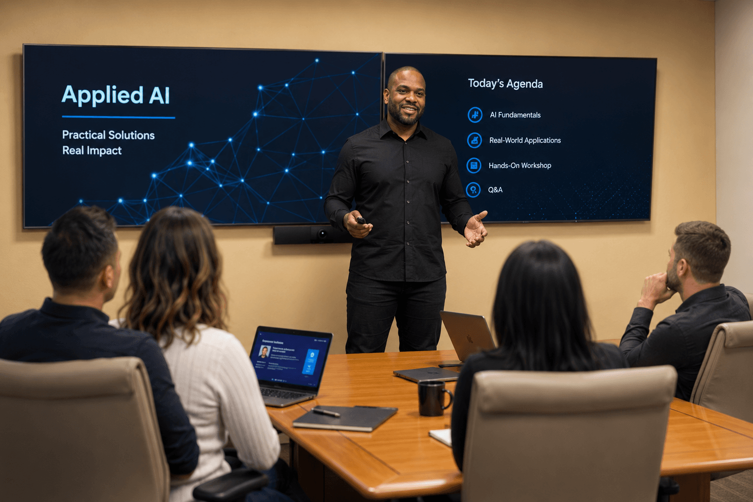 Yves Hughes facilitating a hands-on AI workshop